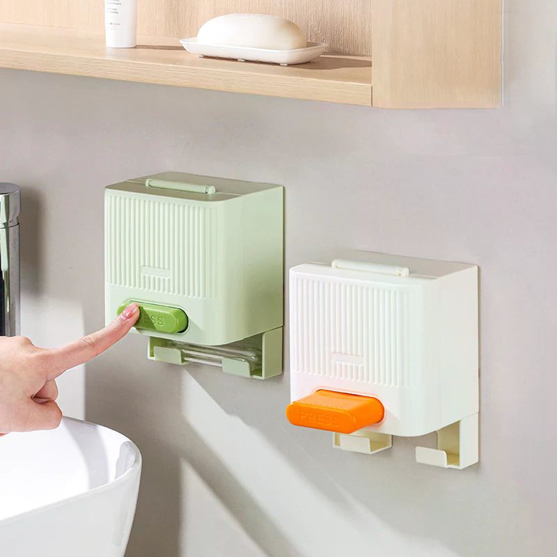 Home Bathroom Organizer - Press Cotton Swab Box Automatic Dispenser