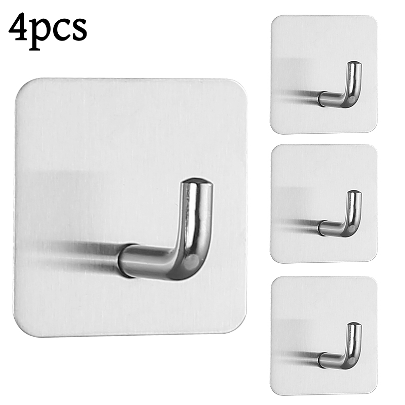 Towel Bar Stainless - 2-4pcs Self-Adhesive Wall Hook Towel Holder