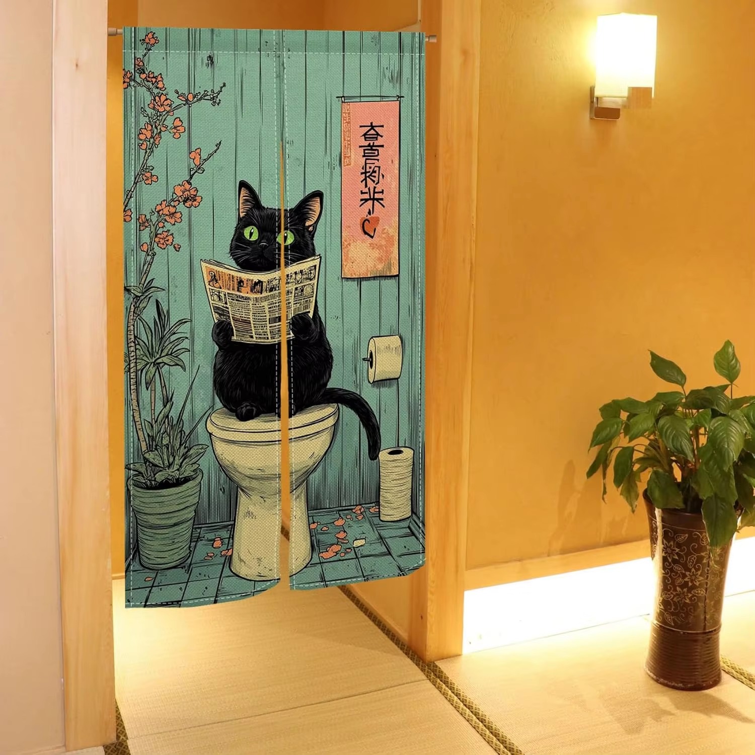 VIKAMA Fun Black Cat Half Curt - Japan Bathroom.Home review and price