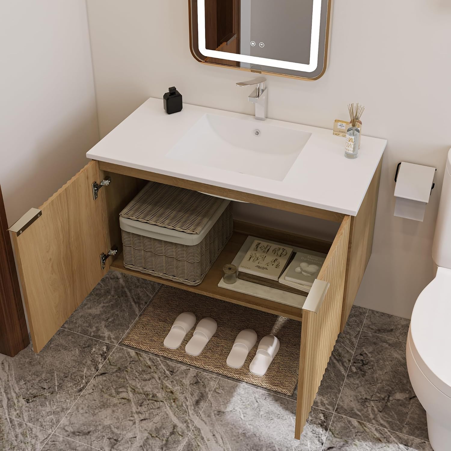 Modern Floating Bathroom Vanit - Home Bathroom Organizer review and price