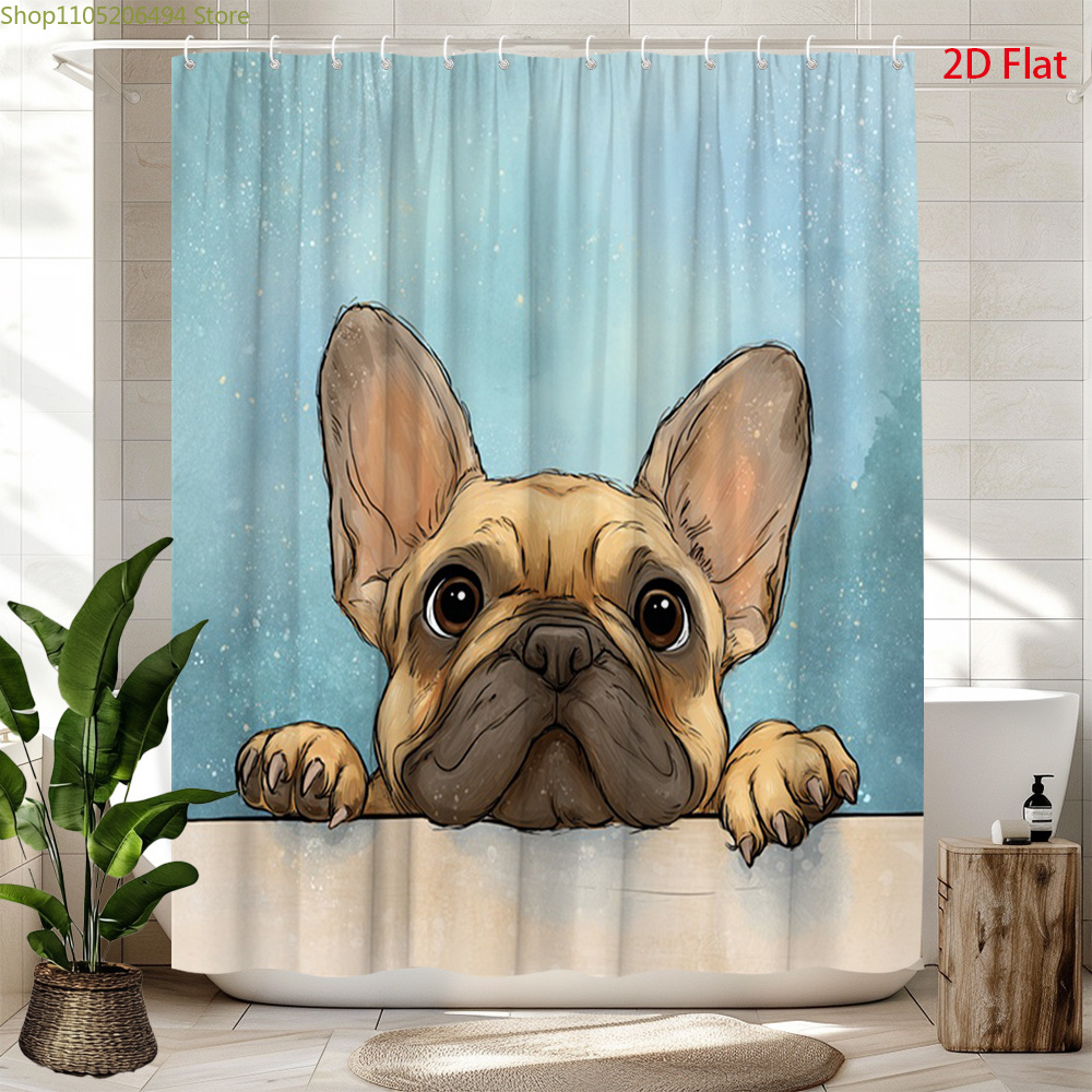 Cute French Bulldog Shower Cur - Adorable Home Bathroom Ideas review and price