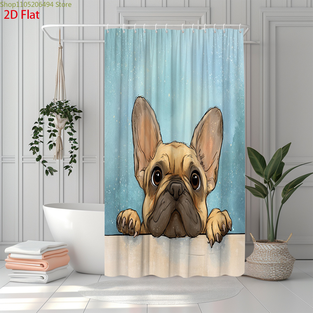 Cute French Bulldog Shower Cur - Adorable Home Bathroom Ideas review and price