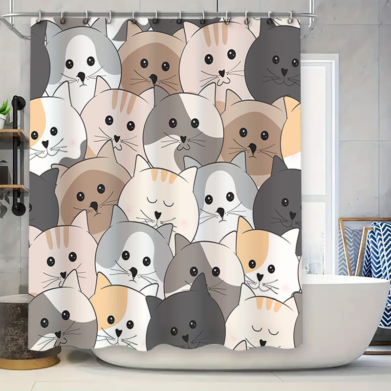 Adorable Cat Pattern Shower Cu - Adorable Home Bathroom Ideas review and price