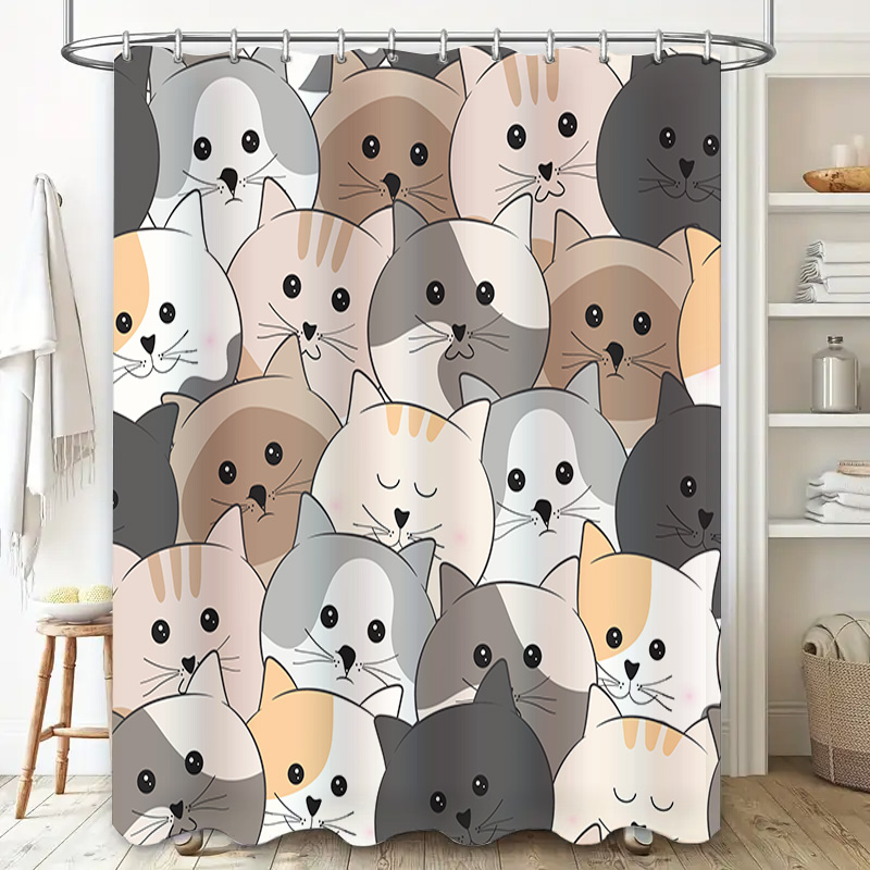 Adorable Cat Pattern Shower Cu - Adorable Home Bathroom Ideas review and price