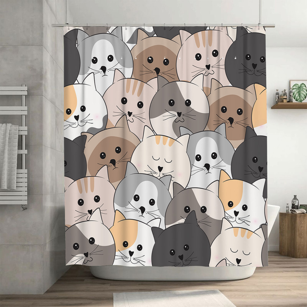 Adorable Cat Pattern Shower Cu - Adorable Home Bathroom Ideas review and price