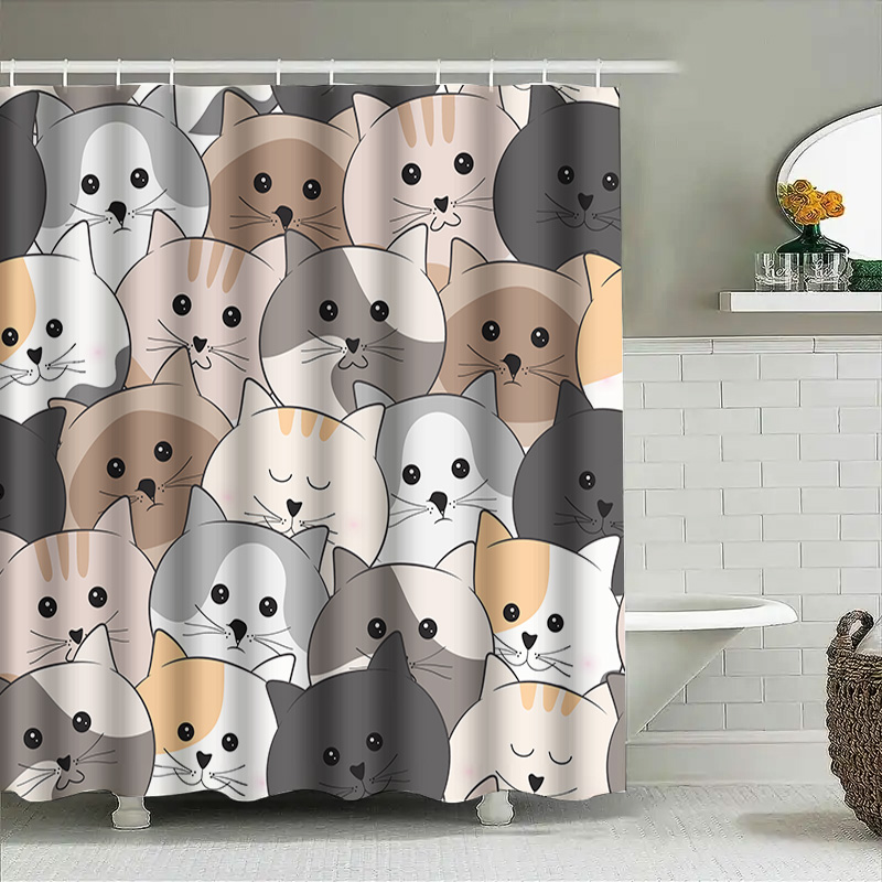 Adorable Cat Pattern Shower Cu - Adorable Home Bathroom Ideas review and price