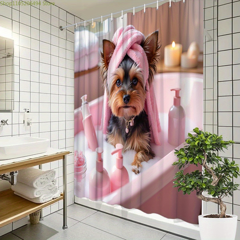 Cute Yorkie Dog in Bathtub Sho - Adorable Home Bathroom Ideas review and price